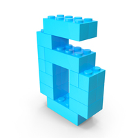 Cyan Toy Bricks Number 6 PNG & PSD Images