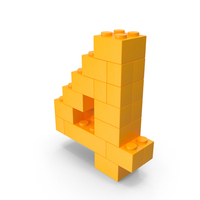 Yellow Toy Bricks Number 4 PNG & PSD Images