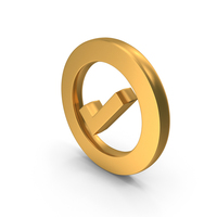 Correct Tick In Circle Gold PNG & PSD Images