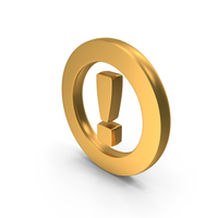 Exclamation Warning In Circle Gold PNG & PSD Images