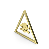 WARNING SIGN SKULL GOLD PNG & PSD Images