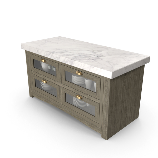 Wooden Kitchen Cabinet With Dishes PNG & PSD Images