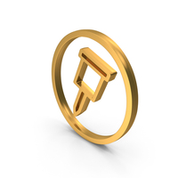 Gold Drawing Pin Circular Symbol PNG & PSD Images