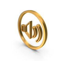 Gold Speaker Volume High Circular Symbol PNG & PSD Images