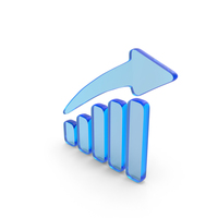 Blue Glass Stock Market Growth Graph With Arrow PNG & PSD Images