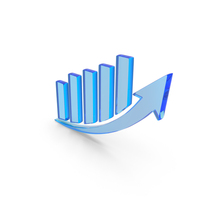 Blue Glass Stock Market Bar Graph With Arrow PNG & PSD Images