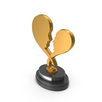 Trophy Award Face Hearts Gold PNG & PSD Images