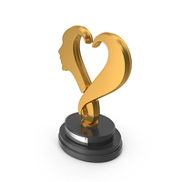 Gold Heart Face Trophy PNG & PSD Images