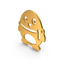 Cute Penguin Logo Gold PNG & PSD Images