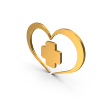 Medical Logo Plus Health Heart Gold PNG & PSD Images