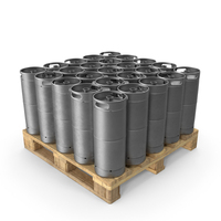 Metal Barrels On Single Row Pallet PNG & PSD Images