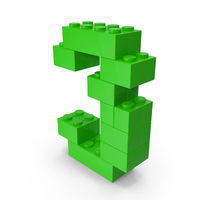 Green Toy Bricks Number 3 PNG & PSD Images