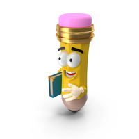 Cartoon Pencil With Book PNG & PSD Images