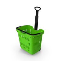 Green Rolling Shopping Basket PNG & PSD Images