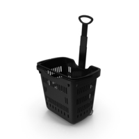 Black Rolling Shopping Basket PNG & PSD Images