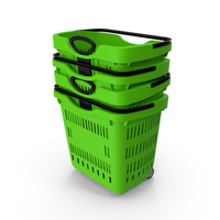 Green Rolling Shopping Baskets Pile PNG & PSD Images