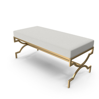 Gold Bench With Beige Fabric Seat PNG & PSD Images