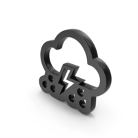 Black Thunder Rainy Cloud Symbol PNG & PSD Images