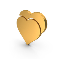 Gold Heart In Heart Symbol PNG & PSD Images