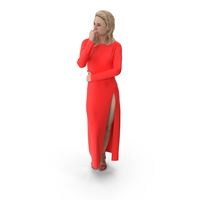 Woman in Red Posing PNG & PSD Images
