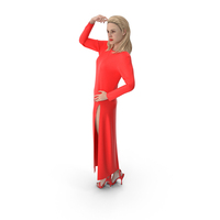 Woman in Red Posing PNG & PSD Images
