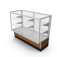 Glass Front Lock Display With Shelves Medium Wood Gray PNG & PSD Images