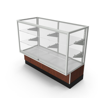 Glass Front Lock Display With Shelves Dark Wood Gray PNG & PSD Images