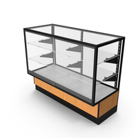Glass Front Lock Display With Shelves Light Wood Black PNG & PSD Images
