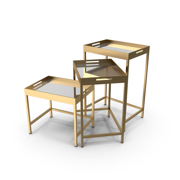 Gold Nesting Side Table 3 Sizes PNG & PSD Images