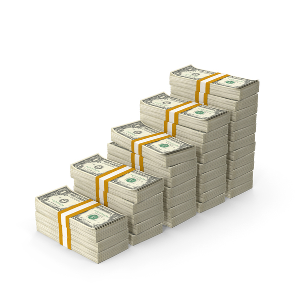 1 Dollar Stepped Stacks PNG & PSD Images