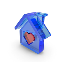 Blue Glass House Heart Symbol PNG & PSD Images