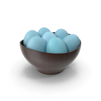 Wooden Bowl With Blue Eggs PNG & PSD Images