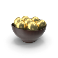 Golden Food Eggs In Wooden Bowl PNG & PSD Images