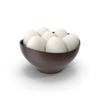 木碗PNG和PSD图像中的白色鸡蛋