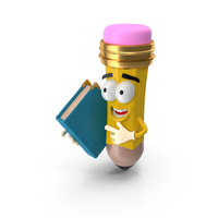 Cartoon Pencil With Book PNG & PSD Images