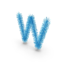Blue Christmas Tinsel Letter W PNG & PSD Images