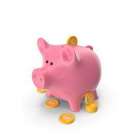 Piggy Bank With Dollar Coins PNG & PSD Images