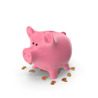 Piggy Bank With USD And EURO Signs PNG & PSD Images