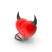 Red Heart With Demon Tail And Horns PNG & PSD Images