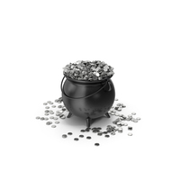 Cauldron With Silver Coins PNG & PSD Images