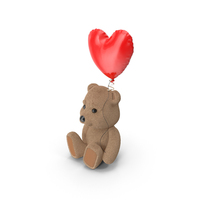 Teddy Bear Holding Heart Balloon PNG & PSD Images