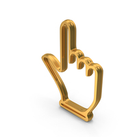 Hand Mouse Cursor Up Outline Logo Gold PNG & PSD Images