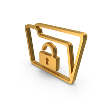 Gold Folder Security Unlock Symbol PNG & PSD Images