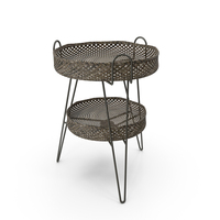 Brown Rattan And Metal Table With Removable Trays PNG & PSD Images