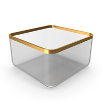 Glass Serving Bowl With Golden Border PNG & PSD Images