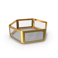 Hexagonal Serving Glass Bowl With Golden Border PNG & PSD Images