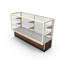 Glass Front Lock Display with Shelves Dark Wood Beige PNG & PSD Images