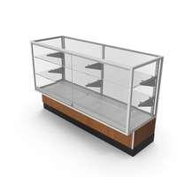 Glass Front Lock Display with Shelves Medium Wood Gray PNG & PSD Images