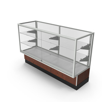Glass Front Lock Display with Shelves Dark Wood Gray PNG & PSD Images