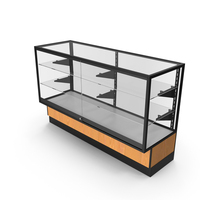 Glass Front Lock Display with Shelves Light Wood Black PNG & PSD Images